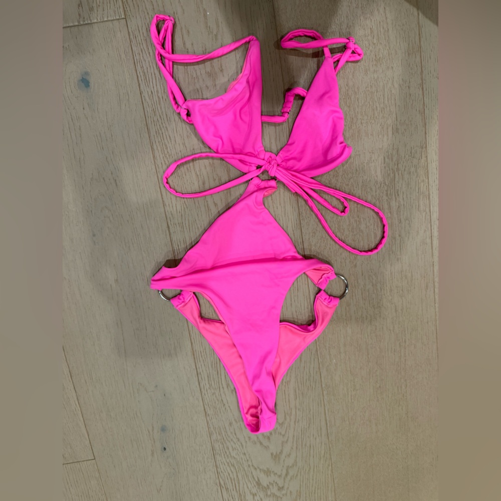 Hot Pink Women's One-Piece Cutout Swimsuit